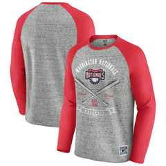 Washington Nationals Darius Rucker Collection by Fanatics Raw Edge Raglan Long Sleeve Baseball T-Shirt - Heather Gray - Fanatics Sale