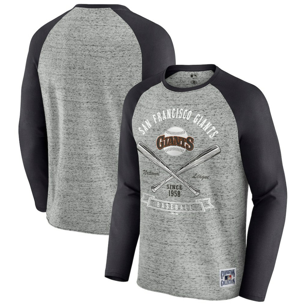 San Francisco Giants Darius Rucker Collection by Fanatics Raw Edge Raglan Long Sleeve Baseball T-Shirt - Heather Gray - Fanatics on Sale