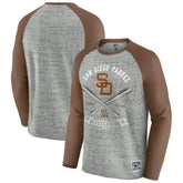 San Diego Padres Darius Rucker Collection by Fanatics Raw Edge Raglan Long Sleeve Baseball T-Shirt - Heather Gray - Fanatics on Sale