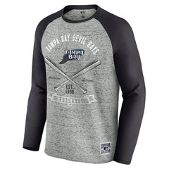 Tampa Bay Rays Darius Rucker Collection by Fanatics Raw Edge Raglan Long Sleeve Baseball T-Shirt - Heather Gray - Fanatics Online