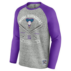 Arizona Diamondbacks Darius Rucker Collection by Fanatics Raw Edge Raglan Long Sleeve Baseball T-Shirt - Heather Gray - Fanatics Lifestyle
