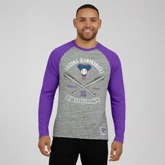 Arizona Diamondbacks Darius Rucker Collection by Fanatics Raw Edge Raglan Long Sleeve Baseball T-Shirt - Heather Gray - Fanatics Lifestyle