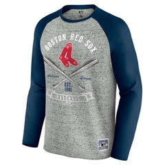 Boston Red Sox Darius Rucker Collection by Fanatics Raw Edge Raglan Long Sleeve Baseball T-Shirt - Heather Gray - Fanatics Online