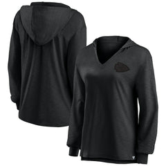 Fanatics Kansas City Chiefs Women's Blackout Slub Hoodie V-Neck Long Sleeve T-Shirt