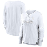 Seattle Kraken Fanatics Women's White Out Lace-Up Fashion Long Sleeve T-Shirt - NHL 202683375