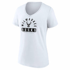 Milwaukee Bucks Women's Bench Warmer V-Neck T-Shirt White | Fanatics