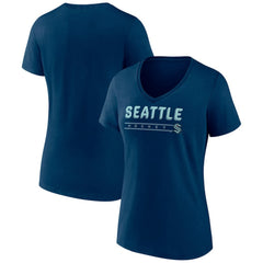 Seattle Kraken Fanatics Women's V-Neck T-Shirt - Deep Sea Blue - NHL 202683616