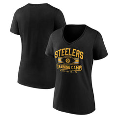 Fanatics Pittsburgh Steelers Women's Training Camp Stripe V-Neck T-Shirt Black