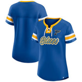 St. Louis Blues Fanatics Women's Iconic Athena Lace-Up T-Shirt - Blue - NHL 202683982