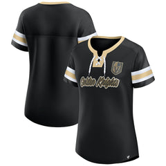 Vegas Golden Knights Fanatics Women's Iconic Athena Lace-Up T-Shirt - Black - NHL 202683985