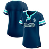 Seattle Kraken Fanatics Women's Iconic Athena Lace-Up T-Shirt - Deep Sea Blue - NHL 202683991