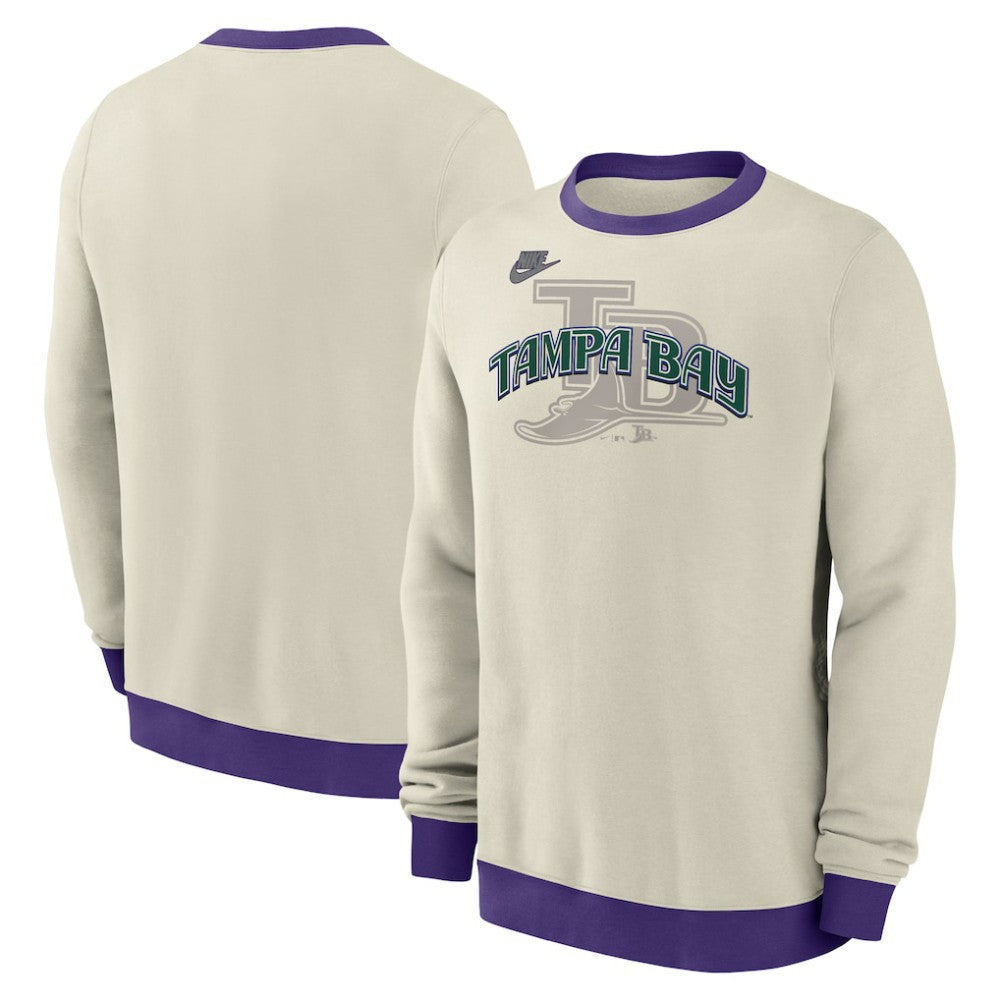 Tampa Bay Rays Nike Cooperstown Collection Fleece Pullover Sweatshirt - Cream - Nike Lifestyle