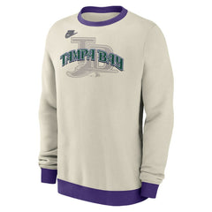 Tampa Bay Rays Nike Cooperstown Collection Fleece Pullover Sweatshirt - Cream - Nike Lifestyle