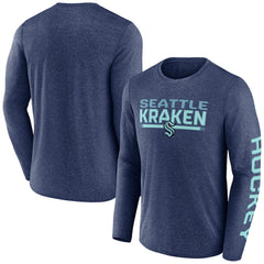 Seattle Kraken Fanatics Sweep Iconic Synthetic Long Sleeve T-Shirt - Heather Deep Sea Blue - NHL 202688594
