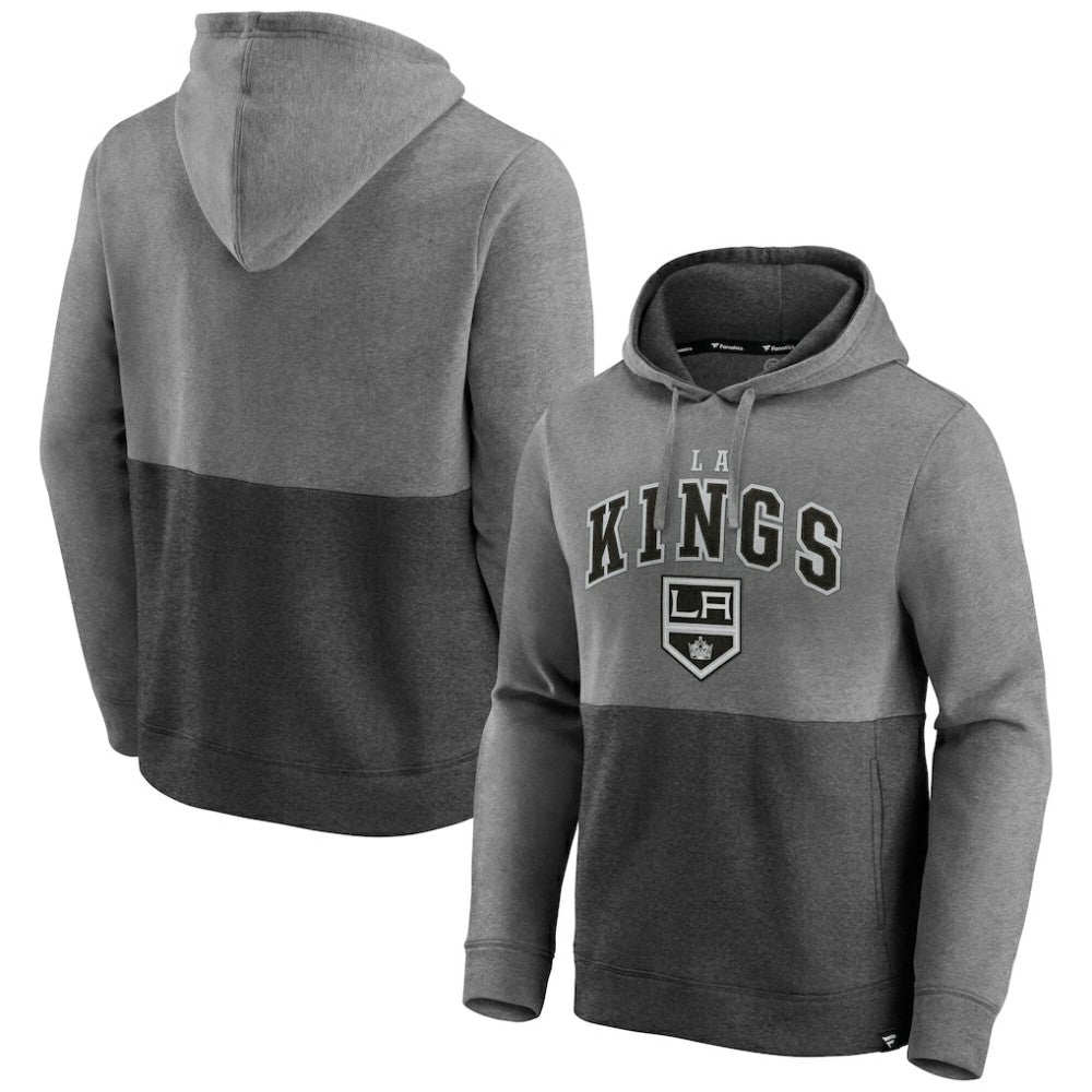 Los Angeles Kings Fanatics Block Party Signature Pullover Hoodie - Heather Gray/Heather Charcoal - NHL 202689206