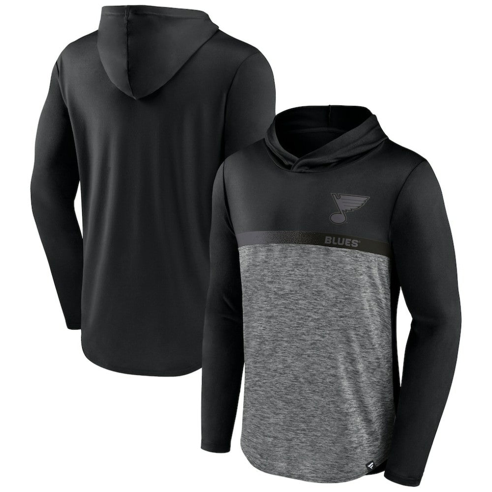 St. Louis Blues Fanatics Iconic Defender Pullover Hoodie - Black/Heather Charcoal - NHL 202689272