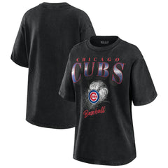 Chicago Cubs WEAR by Erin Andrews Women's Oversized Boyfriend T-Shirt - Charcoal - MLB Discount