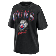 Chicago Cubs WEAR by Erin Andrews Women's Oversized Boyfriend T-Shirt - Charcoal - MLB Discount