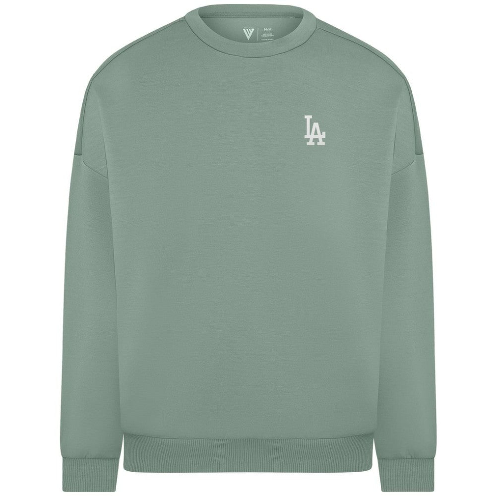 Los Angeles Dodgers Levelwear Women's Luxe Signature Tri-Blend Pullover Sweatshirt - Sage Green - MLB Discount