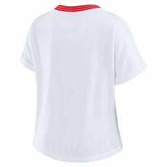 Kansas City Chiefs WEAR by Erin Andrews Women's Cropped Center Stripe Dolman T-Shirt White