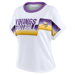 Minnesota Vikings WEAR by Erin Andrews Women's Cropped Center Stripe Dolman T-Shirt White
