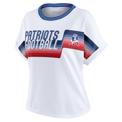 New England Patriots WEAR by Erin Andrews Women's Cropped Center Stripe Dolman T-Shirt White