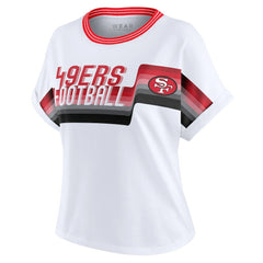 San Francisco 49ers WEAR by Erin Andrews Women's Cropped Center Stripe Dolman T-Shirt White