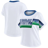 Seattle Seahawks WEAR by Erin Andrews Women's Cropped Center Stripe Dolman T-Shirt White