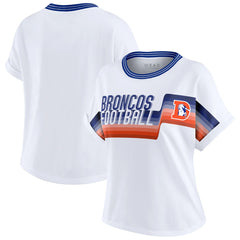 Denver Broncos WEAR by Erin Andrews Women's Cropped Center Stripe Dolman T-Shirt White