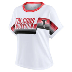 Atlanta Falcons WEAR by Erin Andrews Women's Cropped Center Stripe Dolman T-Shirt White