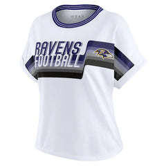 Baltimore Ravens WEAR by Erin Andrews Women's Cropped Center Stripe Dolman T-Shirt White