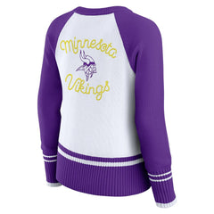 Minnesota Vikings WEAR by Erin Andrews Women's Colorblock Raglan Sweater White/Purple