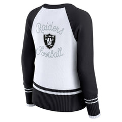 Las Vegas Raiders WEAR by Erin Andrews Women's Colorblock Raglan Sweater White/Black