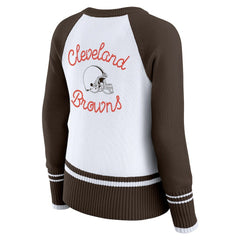 Cleveland Browns WEAR by Erin Andrews Women's Colorblock Raglan Sweater White/Brown