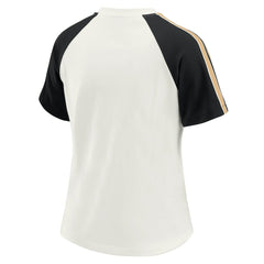 New Orleans Saints WEAR by Erin Andrews Women's Sleeve Stripe Distressed Raglan T-Shirt White