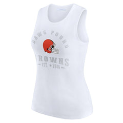 Cleveland Browns WEAR by Erin Andrews Women's Ribbed Graphic Tank Top White