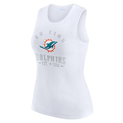 Miami Dolphins WEAR by Erin Andrews Women's Ribbed Graphic Tank Top White