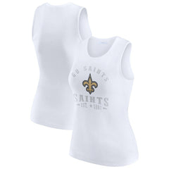 New Orleans Saints WEAR by Erin Andrews Women's Ribbed Graphic Tank Top White