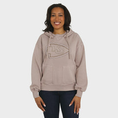 Kansas City Chiefs WEAR by Erin Andrews Women's Washed Pullover Crewdie Tan