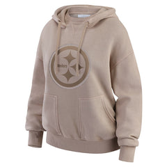 Pittsburgh Steelers WEAR by Erin Andrews Women's Washed Pullover Crewdie Tan
