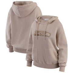 Seattle Seahawks WEAR by Erin Andrews Women's Washed Pullover Crewdie Tan