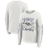 Baltimore Ravens WEAR by Erin Andrews Women's Graphic Waffle Long-Sleeve T-Shirt White