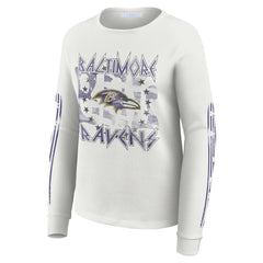Baltimore Ravens WEAR by Erin Andrews Women's Graphic Waffle Long-Sleeve T-Shirt White