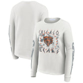 Chicago Bears WEAR by Erin Andrews Women's Graphic Waffle Long-Sleeve T-Shirt White