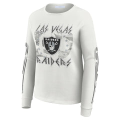 Las Vegas Raiders WEAR by Erin Andrews Women's Graphic Waffle Long-Sleeve T-Shirt White