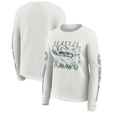 Seattle Seahawks WEAR by Erin Andrews Women's Graphic Waffle Long-Sleeve T-Shirt White