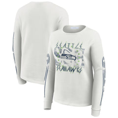 Seattle Seahawks WEAR by Erin Andrews Women's Graphic Waffle Long-Sleeve T-Shirt White