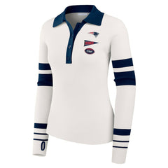 New England Patriots WEAR by Erin Andrews Women's Ribbed Henley Polo Sweater White