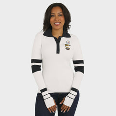Pittsburgh Steelers WEAR by Erin Andrews Women's Ribbed Henley Polo Sweater White