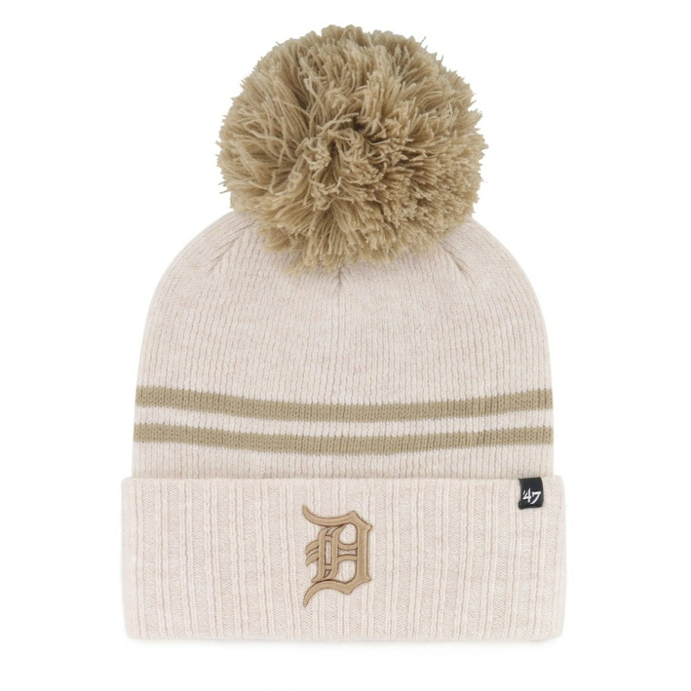 Detroit Tigers '47 Women's Latte Cuffed Knit Hat with Pom - Natural - 47 brand Online